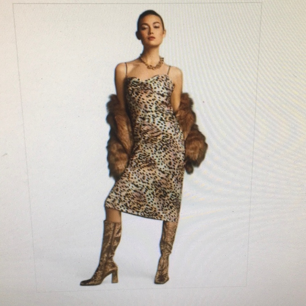 REVOLVE x GOOD AMERICAN/“FELINE FINE”SATIN LEOPARD SLIP MIDI DRESS/NWT/S